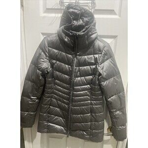 North Face Jacket Aconcagua 550 Hoodie Womens Small Gray Puffer Full Zip